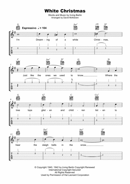 White Christmas Guitar Tab Notes Lyrics And Chords Page 2