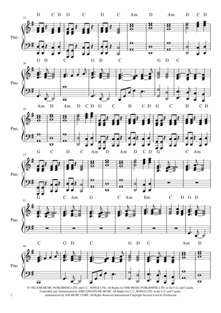 Whitesnake Here I Go Again Piano Sheet Page 2