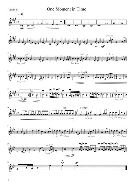 Whitney Houston One Moment In Time For String Quartet Page 2