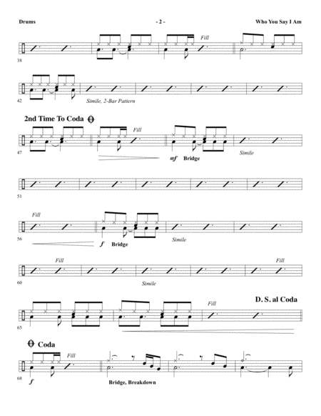 Who You Say I Am Arr Ed Hogan Drums Page 2