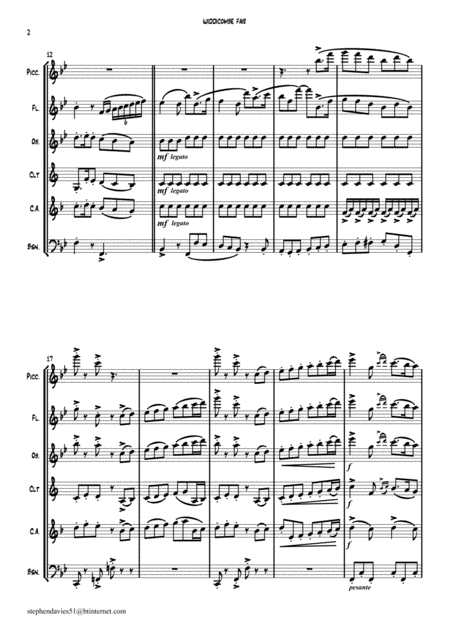 Widdicombe Fair By Julius Harrison For Woodwind Sextet Page 2