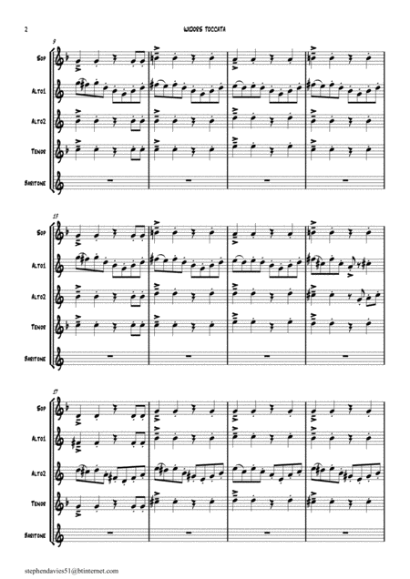 Widors Toccata From Symphony No 5 By Charles M Widor For Saxophone Quintet Page 2