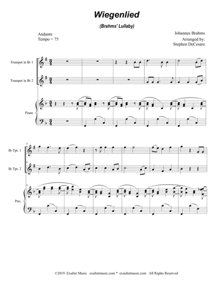 Wiegenlied Brahms Lullaby Duet For Bb Trumpet Page 2