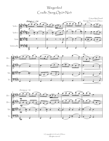 Wiegenlied For String Quartet Page 2