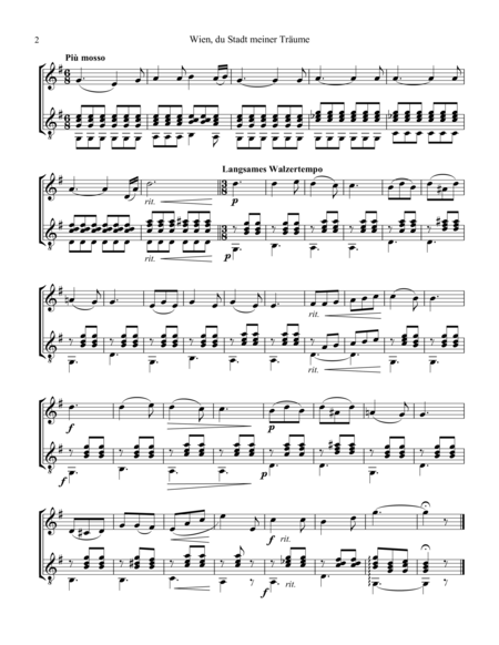 Wien Du Stadt Meiner Trume For Violin Or Flutet And Guitar Page 2