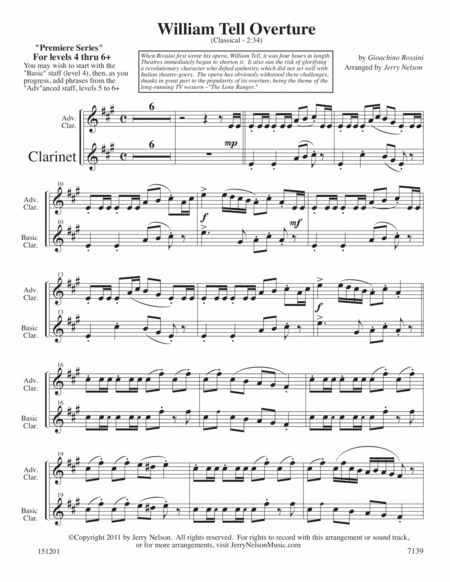 William Tell Overture Arrangements Level 4 To 6 For Clarinet Written Acc Page 2