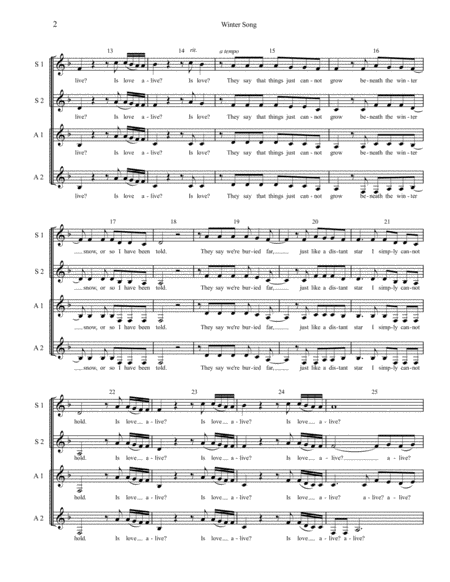 Winter Song Ssaa A Capella Page 2