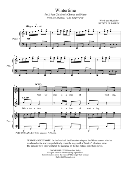 Wintertime For 2 Part Childrens Chorus Page 2