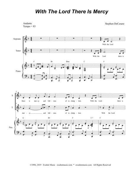 With The Lord There Is Mercy For 2 Part Choir Soprano Tenor Page 2