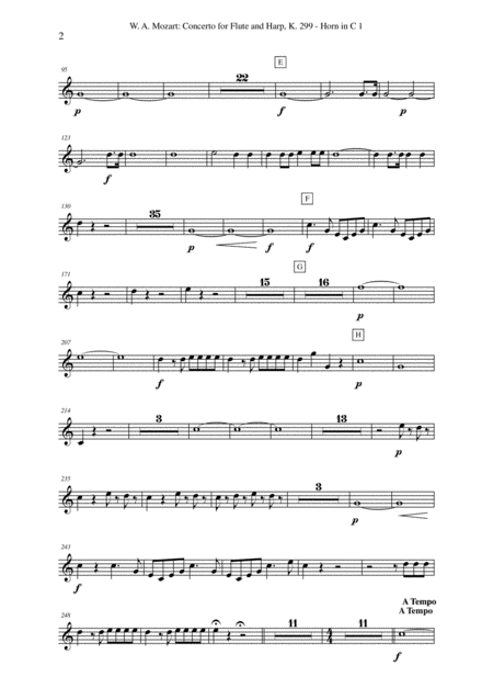 Wolfgang Amadeus Mozart Concerto For Flute And Harp K 299 Horn In C 1 Part Page 2