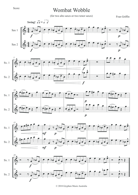 Wombat Wobble For Sax Duet Page 2