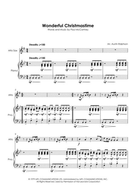 Wonderful Christmastime Alto Sax And Piano Intermediate Level With Free Backing Track To Play Along Page 2