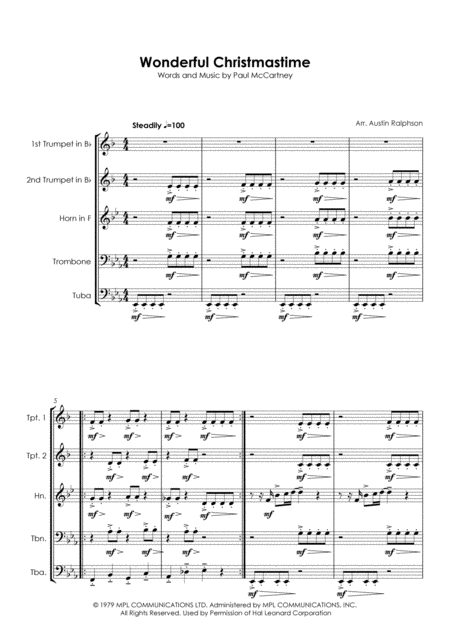 Wonderful Christmastime Brass Quintet Page 2