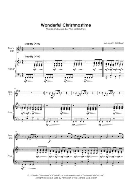 Wonderful Christmastime Tenor Sax And Piano Intermediate Level With Free Backing Track To Play Along Page 2