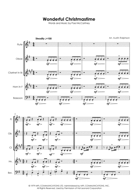 Wonderful Christmastime Wind Quintet Page 2