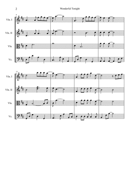 Wonderful Tonight For String Quartet Intermediate Page 2