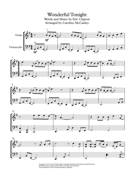 Wonderful Tonight Violin And Cello Duet Page 2