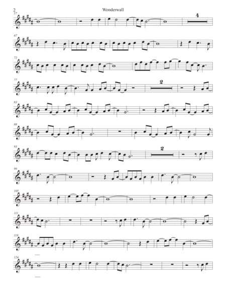 Wonderwall Original Key Clarinet Page 2