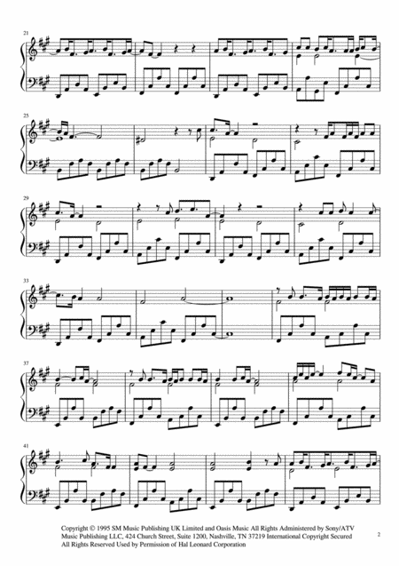 Wonderwall Piano Solo Page 2