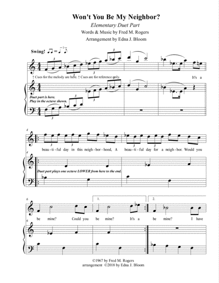 Wont You Be My Neighbor Its A Beautiful Day In The Neighborhood Elementary Piano Duet Page 2