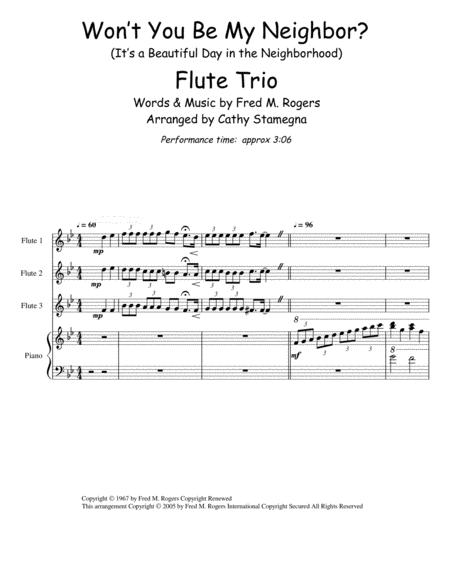 Wont You Be My Neighbor Its A Beautiful Day In The Neighborhood Flute Trio Chords Piano Accompaniment Page 2