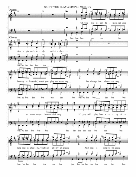 Wont You Play A Simple Melody Barbershop Chorus Quartet Ttbb Choir Quartet Page 2