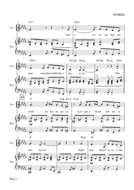 Words Piano Vocal Rita Coolidge Version Page 2