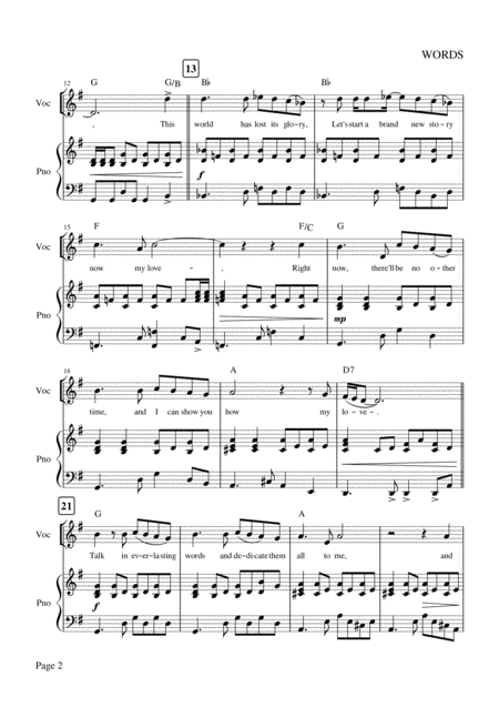 Words Piano Vocal The Bee Gees Version Page 2