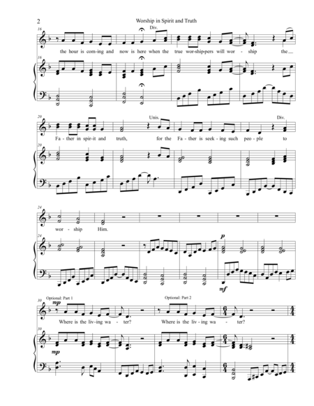 Worship In Spirit And Truth Unison 2 Part Choir And Piano Page 2