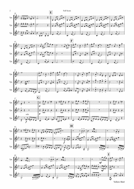 Yellow Bird Haitian Folk Song Calypso Trumpet Trio Page 2