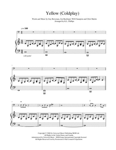 Yellow Coldplay Cello Solo With Piano Accompaniment Page 2