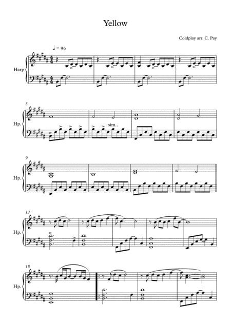 Yellow For Solo Harp Page 2
