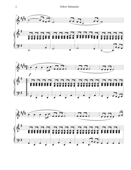 Yellow Submarine For Alto Sax With Piano Page 2