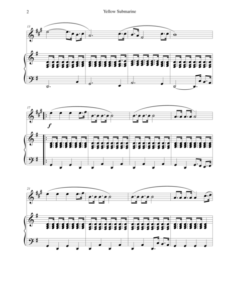 Yellow Submarine For Bb Trumpet With Piano Page 2