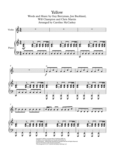 Yellow Violin Solo With Piano Accompaniment Page 2