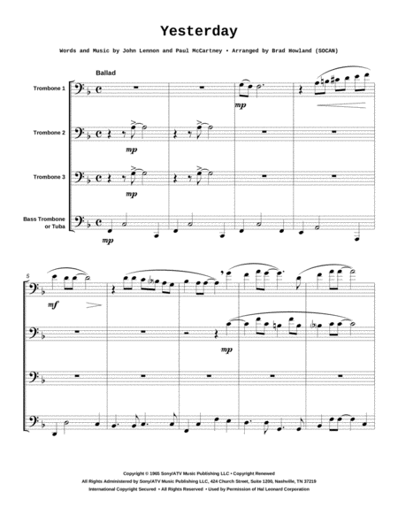 Yesterday For Trombone Quartet Page 2