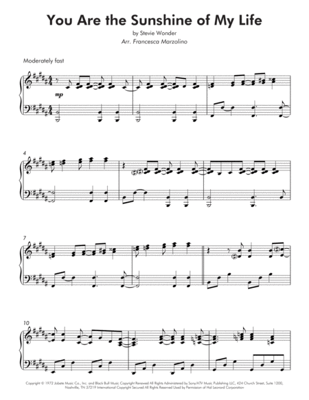 You Are The Sunshine Of My Life Advanced Piano Page 2