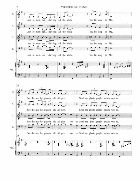 You Belong To Me Satb With Piano Accompaniment Page 2