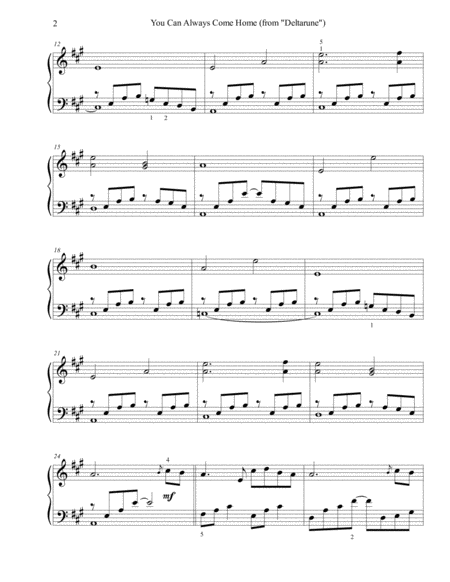 You Can Always Come Home From Deltarune Intermediate Piano Page 2