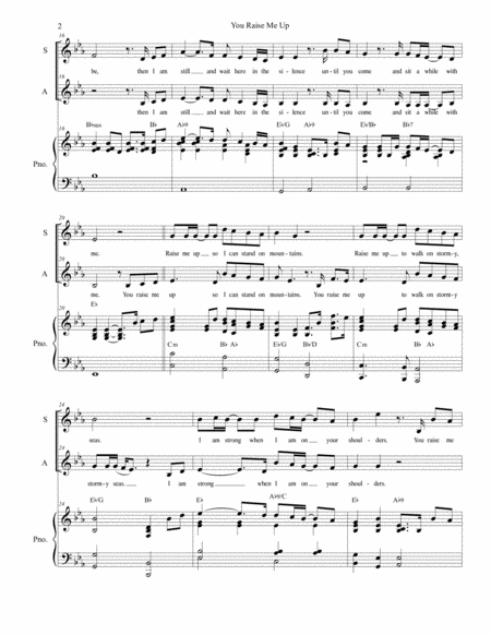 You Raise Me Up Duet For Soprano And Alto Solo Page 2