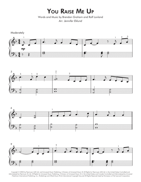 You Raise Me Up Easy Piano Page 2