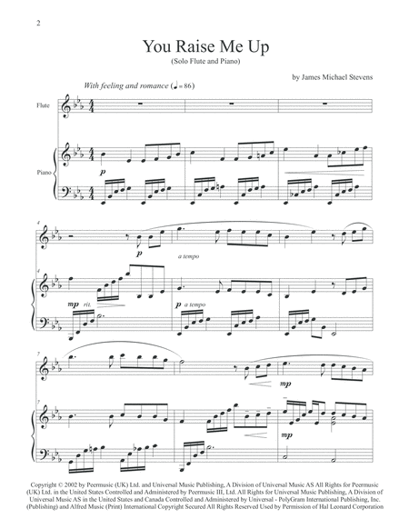 You Raise Me Up Solo Flute Piano Page 2