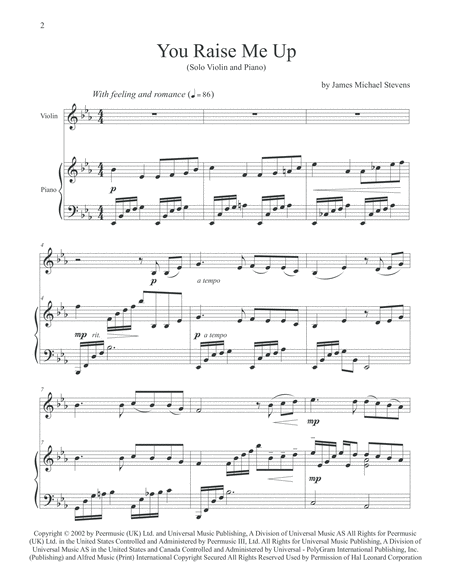 You Raise Me Up Solo Violin Piano Page 2