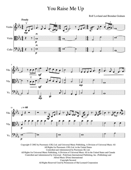 You Raise Me Up String Trio Page 2