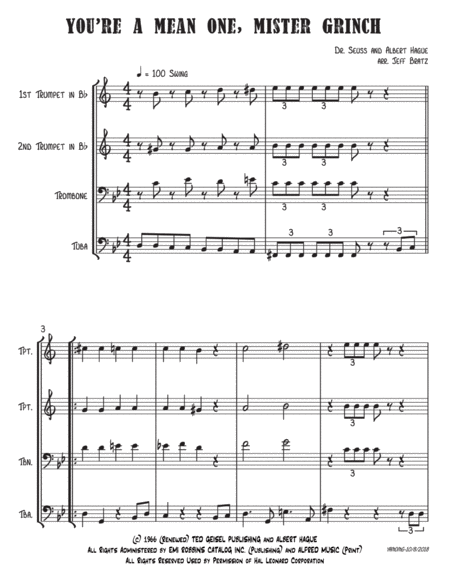 You Re A Mean One Mr Grinch Brass Quartet Page 2