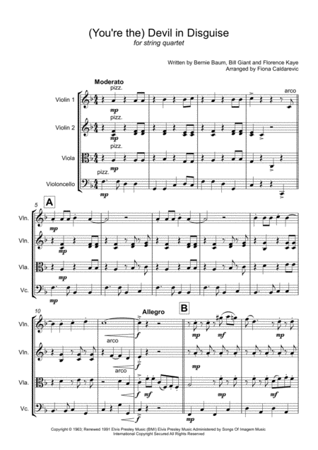 You Re The Devil In Disguise For String Quartet Page 2