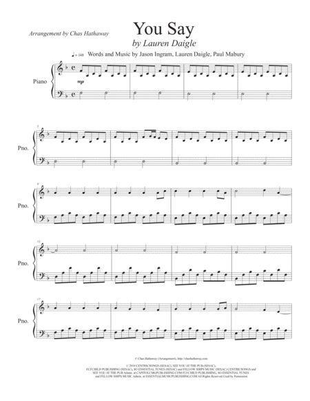 You Say By Lauren Daigle Piano Solo Page 2