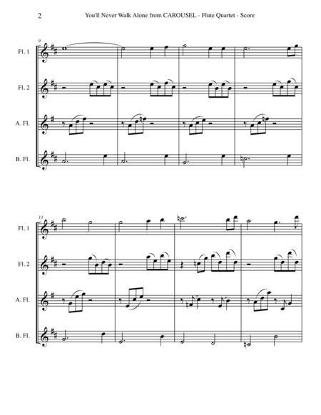 You Will Never Walk Alone From Carousel For Flute Quartet Page 2