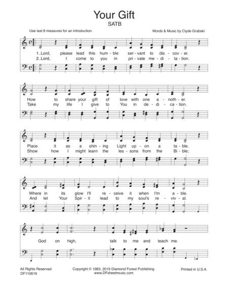 Your Gift Satb A Traditional Hymn With Contemporary Spiritual Words Either A Choir Anthem Or Congregational Hymn Page 2