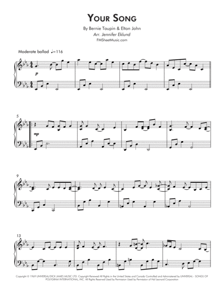 Your Song Early Intermediate Piano Abridged Page 2